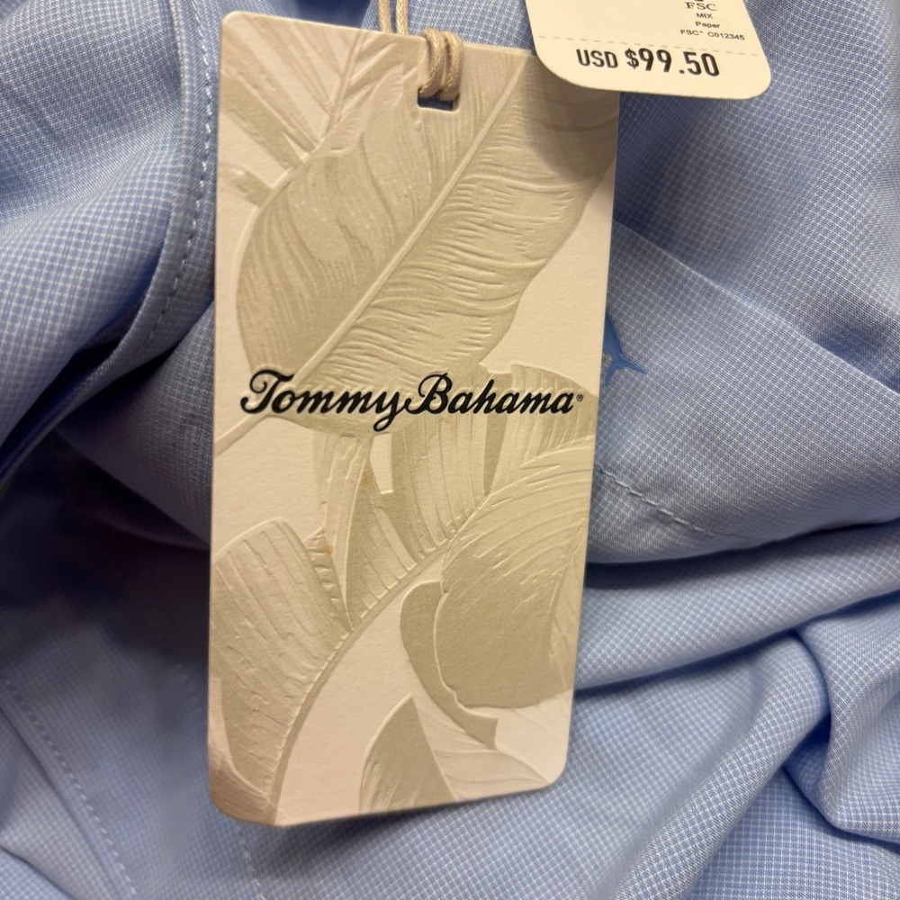 Tommy Bahama Button Up Shirt Mens XXL Blue Coconut Point Micro Check Wicking NEW - Picture 5 of 11